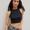 Women Tank Tops High Neck Sleeveless Going Out Cute Crop Top Trendy Basic Fitted Shirts