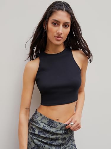 Women Tank Tops High Neck Sleeveless Going Out Cute Crop Top Trendy Basic Fitted Shirts