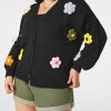 Women’s Floral Cropped Cardigan Cute Flower V Neck Button Down Trendy Sweater