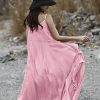 2023 Summer Dresses for Women Solid Casual Loose Bohemian Dress Spaghetti Strap Maxi Dress M01