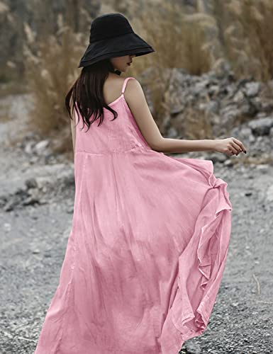 2023 Summer Dresses for Women Solid Casual Loose Bohemian Dress Spaghetti Strap Maxi Dress M01