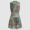 Mini Dress Floral Sundress Ruched Dress Stand Neck Middle Waist Elegant Party Cocktail Clubbing Dresses