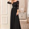 Women's Bridesmaid Dresses 3/4 Sleeve Empire Waist Maxi Mother of The Bride Dresses 07412