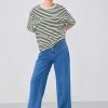 Striped Oversized Top for Women Crew Neck Short Sleeve Loose Casual Tops