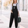 Women's Corduroy Casual Bib Overalls Loose Tapered Jumpsuits Adjustable Straps Rompers Fall Outfit with Pockets PC9