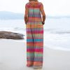 Women's Summer Rompers 2023 Printed Button Up Jumpsuit Casual Loose Sleeveless Rompers with Pockets Rompers