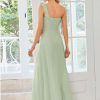 Women's Sexy Chiffon One Shoulder Sweetheart Floor Length Pleated Wedding Geust Summer Formal Dresses 09768