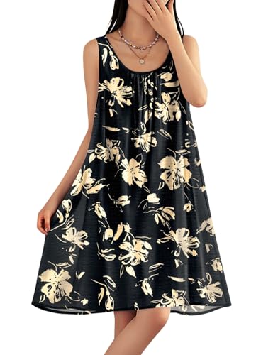 Summer Dresses for Women 2025 Casual Boho Floral Sundresses Sleeveless Scoop Neck Beach Tank Dresses EVS