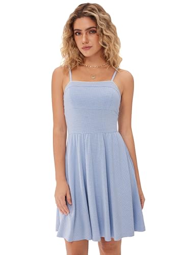 Women's Gingham Mini Dress for Summer Plaid Dresses Flowy Trendy Sun Dress
