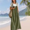 Casual Wide Leg Jumpsuits for Women Boho Floral Pleated Overalls Rompers Summer Outfits with Pockets 2XL P0D Solid Army Green