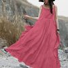 2023 Summer Dresses for Women Solid Casual Loose Bohemian Dress Spaghetti Strap Maxi Dress M01