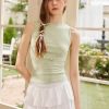 Women's Sleeveless Tank Tops Gingham Cute Bow Summer Tops