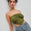 Halter Tops for Women Crochet Boho Backless Ruched Tie Back Vacation Beach Tank Crop Tops