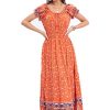 Women's 2025 Summer Short Sleeves Boho Floral Print Tiered Casual Flowy Long Maxi Dress