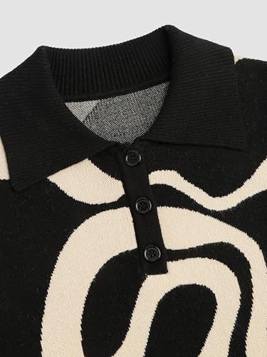 Women’s Color Block Cropped Collared Shirts Long Sleeve Sweater Pullover Tops
