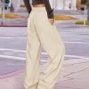 Women's Corduroy Casual Baggy Pants Elastic Waist Wide Leg Trousers with Pockets PCB