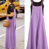 Women Casual Loose Boyfriend Bib Pants Summer Wide Leg Cotton Jumpsuits Rompers with Pockets (S PZZTYP2 Light Purple)