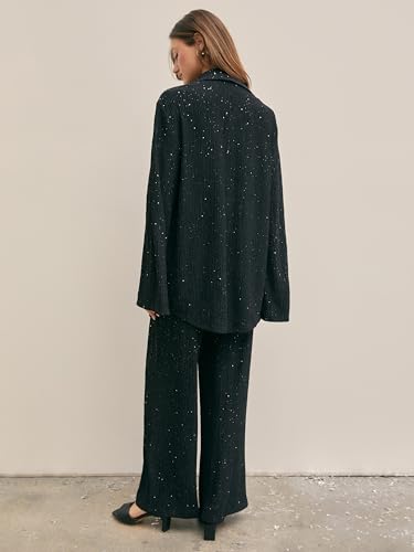 Glitter Pants for Women Wide Leg High Waist Sequin Pants Party Sparkle Night Out Pants