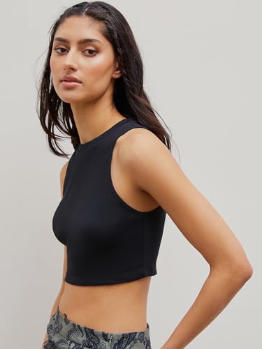 Women Tank Tops High Neck Sleeveless Going Out Cute Crop Top Trendy Basic Fitted Shirts