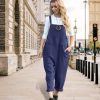 Women Long Casual Loose Bib Pants Overalls Baggy Rompers Jumpsuits with Pockets PV9