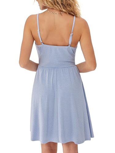 Women's Gingham Mini Dress for Summer Plaid Dresses Flowy Trendy Sun Dress