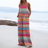 Women's Summer Rompers 2023 Printed Button Up Jumpsuit Casual Loose Sleeveless Rompers with Pockets Rompers