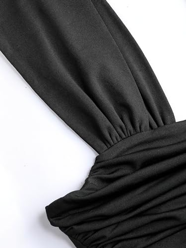 Solid Ruched U-Neckline Ruffle Maxi Dress