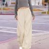 Women's Corduroy Casual Baggy Pants Elastic Waist Wide Leg Trousers with Pockets PCB