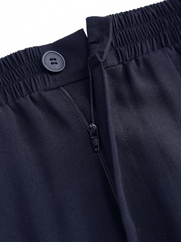 Solid High Waist Pleated Wide Leg Trousers