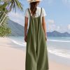 Casual Wide Leg Jumpsuits for Women Boho Floral Pleated Overalls Rompers Summer Outfits with Pockets 2XL P0D Solid Army Green