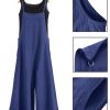 Women Casual Loose Long Bib Pants Wide Leg Jumpsuits Baggy Cotton Rompers Overalls with Pockets PZZTYP2