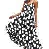 Summer Bohemian Floral Dresses for Women Spaghetti Straps Maxi Dress Casual Flowy Dresses with Pockets ES0
