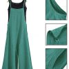 Women Casual Loose Long Bib Pants Wide Leg Jumpsuits Baggy Cotton Rompers Overalls with Pockets 3XL PZZTYP2 Teal