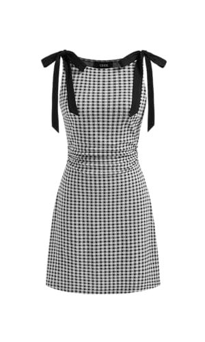 Gingham Dress Women's Sleeveless Summer Mini Dress Tie Shoulder
