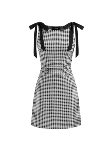 Gingham Dress Women's Sleeveless Summer Mini Dress Tie Shoulder