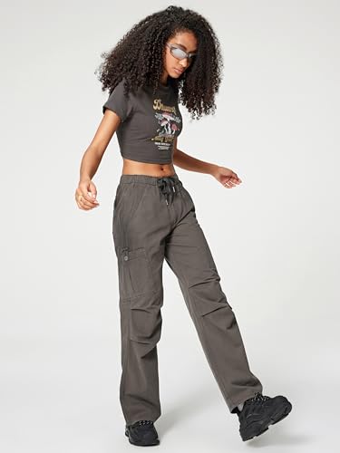Women's High Waisted Cargo Pants with Drawstring and Cargo Pockets Trendy Daily Casual