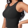 Womens Cotton Tank Tops Sleeveless Ribbed Basic Shirt Summer Crew Neck Racerback Shirts