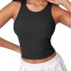 Womens Cotton Tank Tops Sleeveless Ribbed Basic Shirt Summer Crew Neck Racerback Shirts