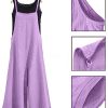 Women Casual Loose Boyfriend Bib Pants Summer Wide Leg Cotton Jumpsuits Rompers with Pockets (S PZZTYP2 Light Purple)