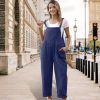 Women Long Casual Loose Bib Pants Overalls Baggy Rompers Jumpsuits with Pockets PV9