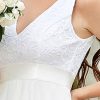 Women's Vintage V Neck Irregular Hem Lace A Line Chiffon Cocktail Dresses 00207