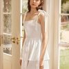 Women Summer Short Mini Dress Tie Strap Smocked Tiered Square Neck Sleeveless Sundress