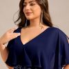 Women's Ball Gown V-Neck A Line Chiffon Applique Shawl Short Sleeves Maxi Plus Size Formal Dresses 02289-DA