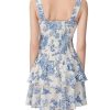 Womens Toile Print Tiered Ruffle Skirt Set Sleeveless