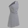 Women's Summer Striped Mini Dress Sleeveless Bodycon Dresses Asymmetrical Neck Casual Party Club Dress 2025