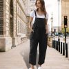 Women Cotton Overalls Casual Loose Adjustable Straps Bib Pants Tulip Hem Baggy Jumpsuits with Pockets PZJ