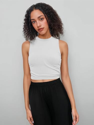 Crop Tops for Women Mimi Cuttrell Basic Sleeveless Ruched Going Out Summer Casual Ribbed Tank Top
