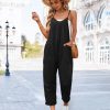 Women's Casual Floral Jumpsuits Spaghetti Straps Sleeveless Boho Summer Loose Harem Overalls Rompers with Pockets PZU