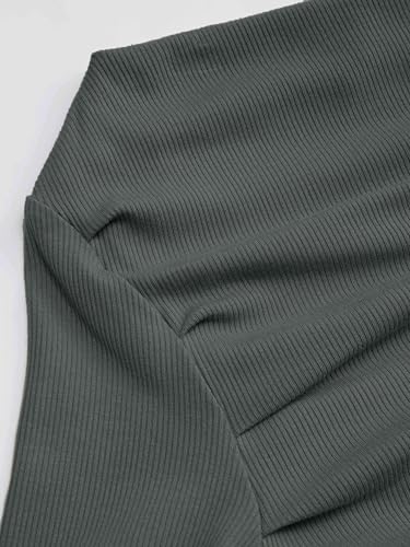 Women's Asymmetrical Top Off The Shouler Long Sleeve Shirts Ruched Going Out Crop Tops