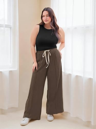 Plus Size Tops for Women Sleeveless Ruched Crew Neck Crop Tank Top Summer Casual Outfits